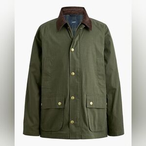 J. Crew Factory Olive Field Jacket with Brown Collar